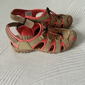 Tan and Coral Sandals